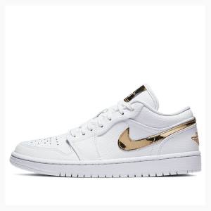 Air Jordan 1 Nike Low SE Metallic Tênis Feminino Branco Douradas | JD-769UG