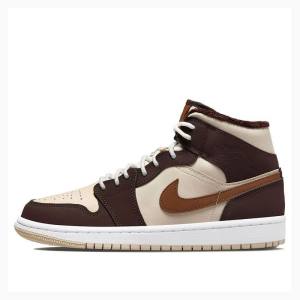 Air Jordan 1 Nike Medio Brown Basalt Oatmeal Tênis de Basquete Feminino Marrom | JD-742PF