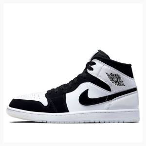 Air Jordan 1 Nike Medio Diamond Shorts Tênis de Basquete Masculino Branco Pretas | JD-713EG