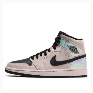 Air Jordan 1 Nike Medio Iridescent Tênis de Basquete Feminino Rosa Pretas | JD-512EL