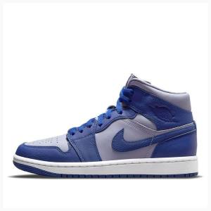 Air Jordan 1 Nike Medio Iron Tênis de Basquete Feminino Azuis | JD-149ZW