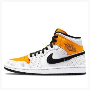 Air Jordan 1 Nike Medio Perforated – Tênis de Basquete Feminino Douradas Pretas | JD-614UT