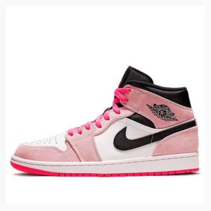 Air Jordan 1 Nike Medio SE Crimson Tint Hyper Tênis de Basquete Masculino Rosa | JD-301UX