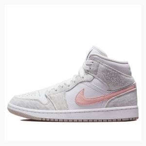 Air Jordan 1 Nike Medio SE Light Iron Ore Light Iron Ore (W) Tênis de Basquete Feminino Branco Cinzentas Rosa | JD-142HQ