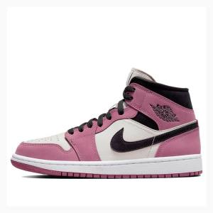 Air Jordan 1 Nike Medio SE Light Mulberry Tênis de Basquete Feminino Pretas Branco Rosa | JD-318WC