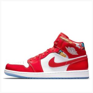 Air Jordan 1 Nike Medio SE Red Envernizados Tênis de Basquete Masculino Vermelhas | JD-091RH