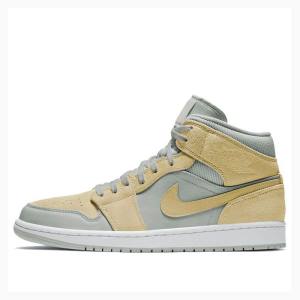 Air Jordan 1 Nike Medio SE 'Tan Grey' Tênis de Basquete Masculino Cinzentas Amarelas | JD-697NK