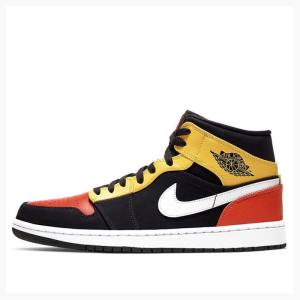 Air Jordan 1 Nike Medio SE Tênis de Basquete Masculino Pretas Amarelas Laranja | JD-072WH