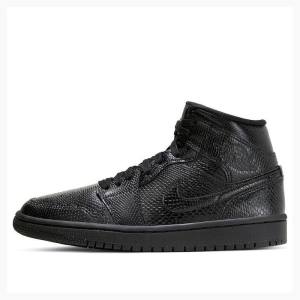 Air Jordan 1 Nike Medio Snakeskin Tênis de Basquete Feminino Pretas | JD-650IF