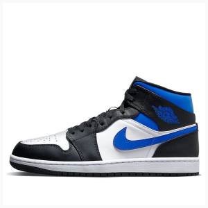 Air Jordan 1 Nike Medio Tênis de Basquete Masculino Branco Pretas Azuis | JD-305QN