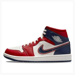 Air Jordan 1 Nike Medio Tênis de Basquete Feminino Azuis Vermelhas | JD-823PM