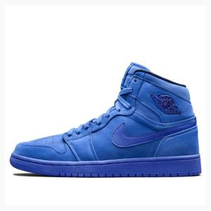 Air Jordan 1 Nike Retro HI PRM Camurça - Void Tênis de Basquete Feminino Azuis | JD-420WX