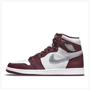 Air Jordan 1 Nike Retro High OG Bordeaux Tênis de Basquete Masculino Vermelhas Prateadas | JD-216BX