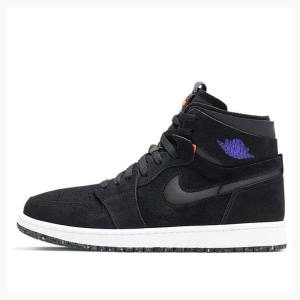 Air Jordan 1 Nike Retro High Zoom Court Tênis de Basquete Masculino Pretas Roxo | JD-603OF