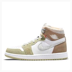 Air Jordan 1 Nike Zoom Air CMFT Aura Tênis de Basquete Feminino Branco Cinzentas Marrom | JD-403KR