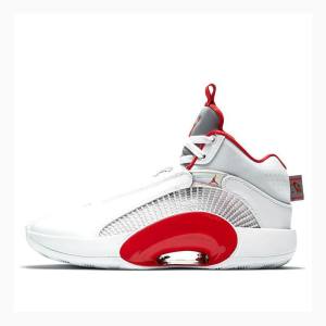 Air Jordan 35 Nike Fire Tênis de Basquete Masculino Branco Vermelhas Prateadas | JD-167EN