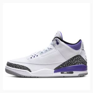 Air Jordan 3 Nike Retro Dark Iris Tênis de Basquete Masculino Branco Roxo | JD-682AC