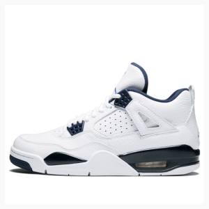 Air Jordan 4 Nike Retro LS Legend Tênis de Basquete Masculino Branco Azul Marinho | JD-865ZT