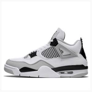 Air Jordan 4 Nike Retro Military Black Tênis de Basquete Masculino Branco Prateadas | JD-384DW