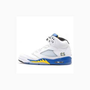 Air Jordan 5 Nike Retro Laney Tênis de Basquete Masculino Branco Azuis | JD-294HL